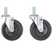 Two Garland and Sunfire casters with black rubber wheels and metal stems.