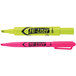 Two neon yellow and pink Avery Hi-Liter pens.
