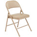 National Public Seating 951 Commercialine Beige Metal Folding Chair with Beige Padded Vinyl Seat Main Thumbnail 2