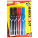 A package of Avery Marks-A-Lot permanent markers in red, black, and blue.
