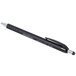 A black Universal One Comfort Grip retractable ballpoint pen with a silver tip.