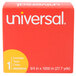 A red Universal 3/4" x 1000" Clear Write-On Invisible Tape label with white text.