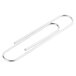 A Universal silver jumbo paper clip on a white background.