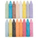 A row of colorful rectangular Crayola chalk pieces.
