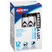 A white box of 12 Avery® black dry erase markers.