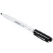 A close-up of a Universal black pen with a white tip.