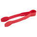 A pair of red polycarbonate flat grip tongs with handles.
