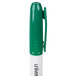 A green and white Universal Bullet Tip Dry Erase Marker with a white plastic clip.