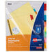A package of Avery 8-tab multicolor insertable dividers with buff paper and clear labels.