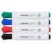 A Universal desk style dry erase marker set with three different colors.