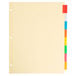 A white sheet with Avery multi-color tabs inserted into a file.