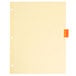 A white sheet of paper with Avery 8-tab insertable rectangular dividers with orange tabs.