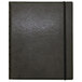 A black leather Filofax monthly planner with a black cover.