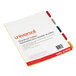 A white Universal binder with colorful tabs and a red and yellow tab.