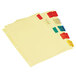 A stack of yellow files with different colored tabs.