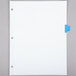 A white paper with holes and blue Universal A-Z Table of Contents divider.