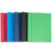 A row of Universal Office assorted color leatherette report covers.