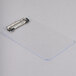 A clear plastic Universal clipboard with a metal clip.