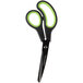 Universal 8" Carbon-Coated Industrial Scissors with Black and Green Bent Handle with green handles