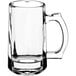 A case of 12 clear glass Acopa beer mugs with handles.