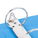 A Universal light blue binder with 3 metal rings.