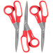 Universal UNV92019 7 3/4" Stainless Steel Scissors with Red Bent Handle - Right Hand Use - 3/Pack Main Thumbnail 2