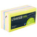 A stack of Universal 3" x 3" self-stick notes in assorted neon colors.