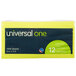 A yellow Universal pack of neon self-stick notes with a blue and green label.