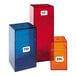 Three different colored boxes of Avery white rectangular labels with numbers on them.