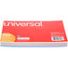 A red Universal box of 100 assorted color ruled index cards.