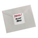 A white envelope with a rectangular white Avery label on it.