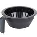 A black plastic brewing funnel with a handle.