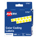 A blue and yellow box of Avery yellow color coding labels.