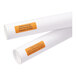 Two white tubes with Avery rectangular neon orange labels.