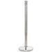 A Lancaster Table & Seating stainless steel crowd control stanchion with a crown top.