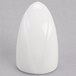 A white curved porcelain pepper shaker.