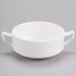 A white Reserve by Libbey porcelain bowl with two handles.
