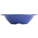 A close up of a Carlisle Ocean Blue rimmed melamine bowl.