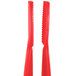 Two red Thunder Group flat grip tongs with handles.