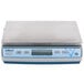 An Edlund BRAVO! digital portion scale with a white base and blue top.