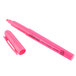 A Universal Fluorescent Pink Chisel Tip Highlighter pen with a cap.