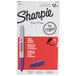A box of 12 Sharpie purple fine point permanent markers.
