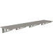 A grey metal slotted wall shelf from Advance Tabco.