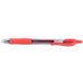 The Pilot G2 Premium red gel pen with a clear cap and silver clip.