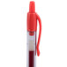 A red Pilot G2 pen with a clear plastic tip and cap.