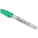 A close-up of a Sharpie green fine point marker with a green tip.