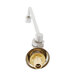 A close-up of a brass pipe with white accents on the T&amp;S Wall Mounted Wok Range Faucet.