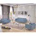 A gray Flash Furniture leather loveseat and chair with metal legs in a lounge area.