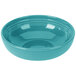 A close up of a turquoise Fiesta China Bistro Bowl.