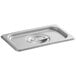 A Vigor stainless steel steam table pan cover with a circular handle.